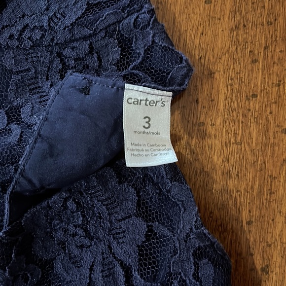 Carter’s navy blue lace with bloomers. 3 month. - Picture 3 of 3